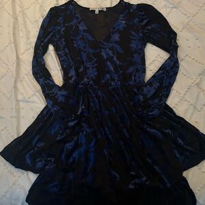 Elegant Blue Floral Dress